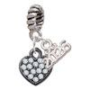 Black Nickeltone Clear Crystal Heart - Silver Plated Twist Rope Bead Charm Dangle with Mini Year 2026: Year to Remember Jewelry Gift - Celebrations