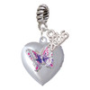 Silver Plated Pink & Purple Butterfly Locket - Silver Plated Twist Rope Bead Charm Dangle with Mini Year 2026: Year to Remember Jewelry Gift - Celebrations