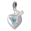 Silver Plated Lime Green & Hot Blue Butterfly Locket - Silver Plated Twist Rope Bead Charm Dangle with Mini Year 2026: Year to Remember Jewelry Gift - Celebrations