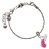 Silver Plated Translucent Hot Pink Flying Butterfly - Silver Plated Twist Rope Bead Charm Dangle with Mini Year 2026 on a large hole bead bracelet Jewelry Ideas and Examples