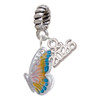 Silver Plated Translucent Pastel Flying Butterfly - Silver Plated Twist Rope Bead Charm Dangle with Mini Year 2026: Year to Remember Jewelry Gift - Celebrations