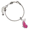 Silver Plated Large Translucent Hot Pink Flying Butterfly - Silver Plated Twist Rope Bead Charm Dangle with Mini Year 2026 on a large hole bead bracelet Jewelry Ideas and Examples