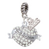 Silver Plated Big Sister Banner on Clear Crystal Heart - Silver Plated Twist Rope Bead Charm Dangle with Mini Year 2026: Year to Remember Jewelry Gift - Celebrations