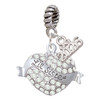 Silver Plated Lil Sister Banner on Clear Crystal Heart - Silver Plated Twist Rope Bead Charm Dangle with Mini Year 2026: Year to Remember Jewelry Gift - Celebrations