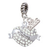 Silver Plated Mom Banner on Clear Crystal Heart - Silver Plated Twist Rope Bead Charm Dangle with Mini Year 2026: Year to Remember Jewelry Gift - Celebrations