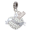 Silver Plated Sister Banner on Clear Crystal Heart - Silver Plated Twist Rope Bead Charm Dangle with Mini Year 2026: Year to Remember Jewelry Gift - Celebrations