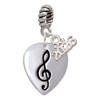 Silver Plated Large Clef on Guitar Pick - Silver Plated Twist Rope Bead Charm Dangle with Mini Year 2026: Year to Remember Jewelry Gift - Celebrations