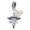 Silver Plated Caduceus - MD - Silver Plated Twist Rope Bead Charm Dangle with Mini Year 2026: Year to Remember Jewelry Gift - Celebrations