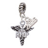 Silver Plated Nurse Caduceus - RNP - Silver Plated Twist Rope Bead Charm Dangle with Mini Year 2026: Year to Remember Jewelry Gift - Celebrations