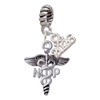 Silver Plated Nurse Caduceus - NP - Silver Plated Twist Rope Bead Charm Dangle with Mini Year 2026: Year to Remember Jewelry Gift - Celebrations