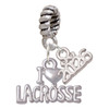 I 'Heart' Lacrosse - Silver Plated Twist Rope Bead Charm Dangle with Mini Year 2026: Year to Remember Jewelry Gift - Celebrations