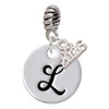 Silver Plated Large Script Letter Disc - L - Silver Plated Twist Rope Bead Charm Dangle with Mini Year 2026: Year to Remember Jewelry Gift - Celebrations