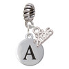 Silver Plated Capital Letter - A - Pebble Disc - Silver Plated Twist Rope Bead Charm Dangle with Mini Year 2026: Year to Remember Jewelry Gift - Celebrations