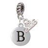Silver Plated Capital Letter - B - Pebble Disc - Silver Plated Twist Rope Bead Charm Dangle with Mini Year 2026: Year to Remember Jewelry Gift - Celebrations