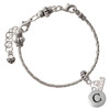Silver Plated Capital Letter - C - Pebble Disc - Silver Plated Twist Rope Bead Charm Dangle with Mini Year 2026 on a large hole bead bracelet Jewelry Ideas and Examples