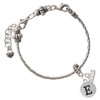Silver Plated Capital Letter - E - Pebble Disc - Silver Plated Twist Rope Bead Charm Dangle with Mini Year 2026 on a large hole bead bracelet Jewelry Ideas and Examples