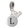 Silver Plated Capital Letter - L - Pebble Disc - Silver Plated Twist Rope Bead Charm Dangle with Mini Year 2026: Year to Remember Jewelry Gift - Celebrations