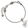 Lacrosse Sticks on Open Heart - Silver Plated Twist Rope Bead Charm Dangle with Mini Year 2026 on a large hole bead bracelet Jewelry Ideas and Examples
