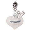 Precious White Heart with Baby Feet - Silver Plated Twist Rope Bead Charm Dangle with Mini Year 2026: Year to Remember Jewelry Gift - Celebrations