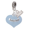 Baby Boy Blue Heart with Baby Feet - Silver Plated Twist Rope Bead Charm Dangle with Mini Year 2026: Year to Remember Jewelry Gift - Celebrations