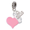 Silver Plated Pink Heart with Nurse Hat - Silver Plated Twist Rope Bead Charm Dangle with Mini Year 2026: Year to Remember Jewelry Gift - Celebrations