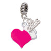 Silver Plated Hot Pink Heart with Nurse Hat - Silver Plated Twist Rope Bead Charm Dangle with Mini Year 2026: Year to Remember Jewelry Gift - Celebrations