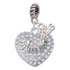 Silver Plated Sisters Rock on AB Crystal Heart - Silver Plated Twist Rope Bead Charm Dangle with Mini Year 2026: Year to Remember Jewelry Gift - Celebrations
