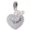 Silver Plated Little Sister on AB Crystal Heart - Silver Plated Twist Rope Bead Charm Dangle with Mini Year 2026: Year to Remember Jewelry Gift - Celebrations