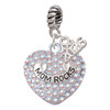 Silver Plated Mom Rocks on AB Crystal Heart - Silver Plated Twist Rope Bead Charm Dangle with Mini Year 2026: Year to Remember Jewelry Gift - Celebrations