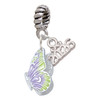 Silver Plated Translucent Purple & Lime Green Flying Butterfly - Silver Plated Twist Rope Bead Charm Dangle with Mini Year 2026: Year to Remember Jewelry Gift - Celebrations