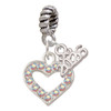 Silver Plated AB Crystal Open Heart - Silver Plated Twist Rope Bead Charm Dangle with Mini Year 2026: Year to Remember Jewelry Gift - Celebrations