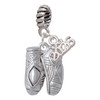 Silver Plated Large Ballet Slippers - Silver Plated Twist Rope Bead Charm Dangle with Mini Year 2026: Year to Remember Jewelry Gift - Celebrations