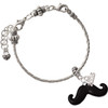 Silver Plated Large Black Enamel Mustache - Silver Plated Twist Rope Bead Charm Dangle with Mini Year 2026 on a large hole bead bracelet Jewelry Ideas and Examples