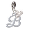 Silver Plated Small Gelato Script Initial - B - Silver Plated Twist Rope Bead Charm Dangle with Mini Year 2026: Year to Remember Jewelry Gift - Celebrations