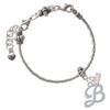 Silver Plated Small Gelato Script Initial - B - Silver Plated Twist Rope Bead Charm Dangle with Mini Year 2026 on a large hole bead bracelet Jewelry Ideas and Examples