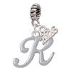 Silver Plated Small Gelato Script Initial - K - Silver Plated Twist Rope Bead Charm Dangle with Mini Year 2026: Year to Remember Jewelry Gift - Celebrations