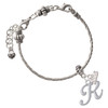 Silver Plated Small Gelato Script Initial - K - Silver Plated Twist Rope Bead Charm Dangle with Mini Year 2026 on a large hole bead bracelet Jewelry Ideas and Examples