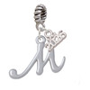Silver Plated Small Gelato Script Initial - M - Silver Plated Twist Rope Bead Charm Dangle with Mini Year 2026: Year to Remember Jewelry Gift - Celebrations