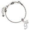 Silver Plated Small Gelato Script Initial - T - Silver Plated Twist Rope Bead Charm Dangle with Mini Year 2026 on a large hole bead bracelet Jewelry Ideas and Examples