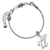 Silver Plated Small Gelato Script Initial - U - Silver Plated Twist Rope Bead Charm Dangle with Mini Year 2026 on a large hole bead bracelet Jewelry Ideas and Examples
