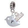 Silver Plated Little Bird Initial - R - Silver Plated Twist Rope Bead Charm Dangle with Mini Year 2026: Year to Remember Jewelry Gift - Celebrations
