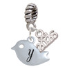 Silver Plated Little Bird Initial - Y - Silver Plated Twist Rope Bead Charm Dangle with Mini Year 2026: Year to Remember Jewelry Gift - Celebrations