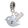 Silver Plated Little Bird Initial - Z - Silver Plated Twist Rope Bead Charm Dangle with Mini Year 2026: Year to Remember Jewelry Gift - Celebrations