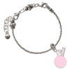 Silver Plated Small Pink Enamel Disc - Silver Plated Twist Rope Bead Charm Dangle with Mini Year 2026 on a large hole bead bracelet Jewelry Ideas and Examples
