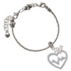 Silver Plated Large Clear Crystal Heart with Heartbeat - Silver Plated Twist Rope Bead Charm Dangle with Mini Year 2026 on a large hole bead bracelet Jewelry Ideas and Examples