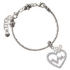 Silver Plated Large Clear Crystal Heart with AB Crystal Heartbeat - Silver Plated Twist Rope Bead Charm Dangle with Mini Year 2026 on a large hole bead bracelet Jewelry Ideas and Examples