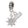 Silver Plated Mini AB Crystal Ship Wheel - Navigation - Silver Plated Twist Rope Bead Charm Dangle with Mini Year 2026: Year to Remember Jewelry Gift - Celebrations