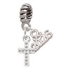 Silver Plated Small White Crystal Cross - Silver Plated Twist Rope Bead Charm Dangle with Mini Year 2026: Year to Remember Jewelry Gift - Celebrations