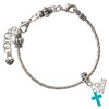 Silver Plated Small Teal Crystal Cross - Silver Plated Twist Rope Bead Charm Dangle with Mini Year 2026 on a large hole bead bracelet Jewelry Ideas and Examples
