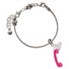Hot Pink Telephone - Silver Plated Twist Rope Bead Charm Dangle with Mini Year 2026 on a large hole bead bracelet Jewelry Ideas and Examples
